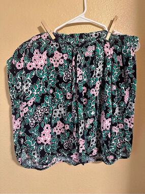 Draper James Floral A-Line Skirt Black & Green XL Like New
